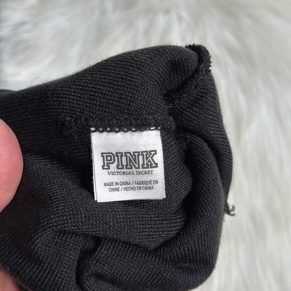 PINK Victoria’s Secret Black Knit Pom Pom Topper Hat - Picture 5 of 5
